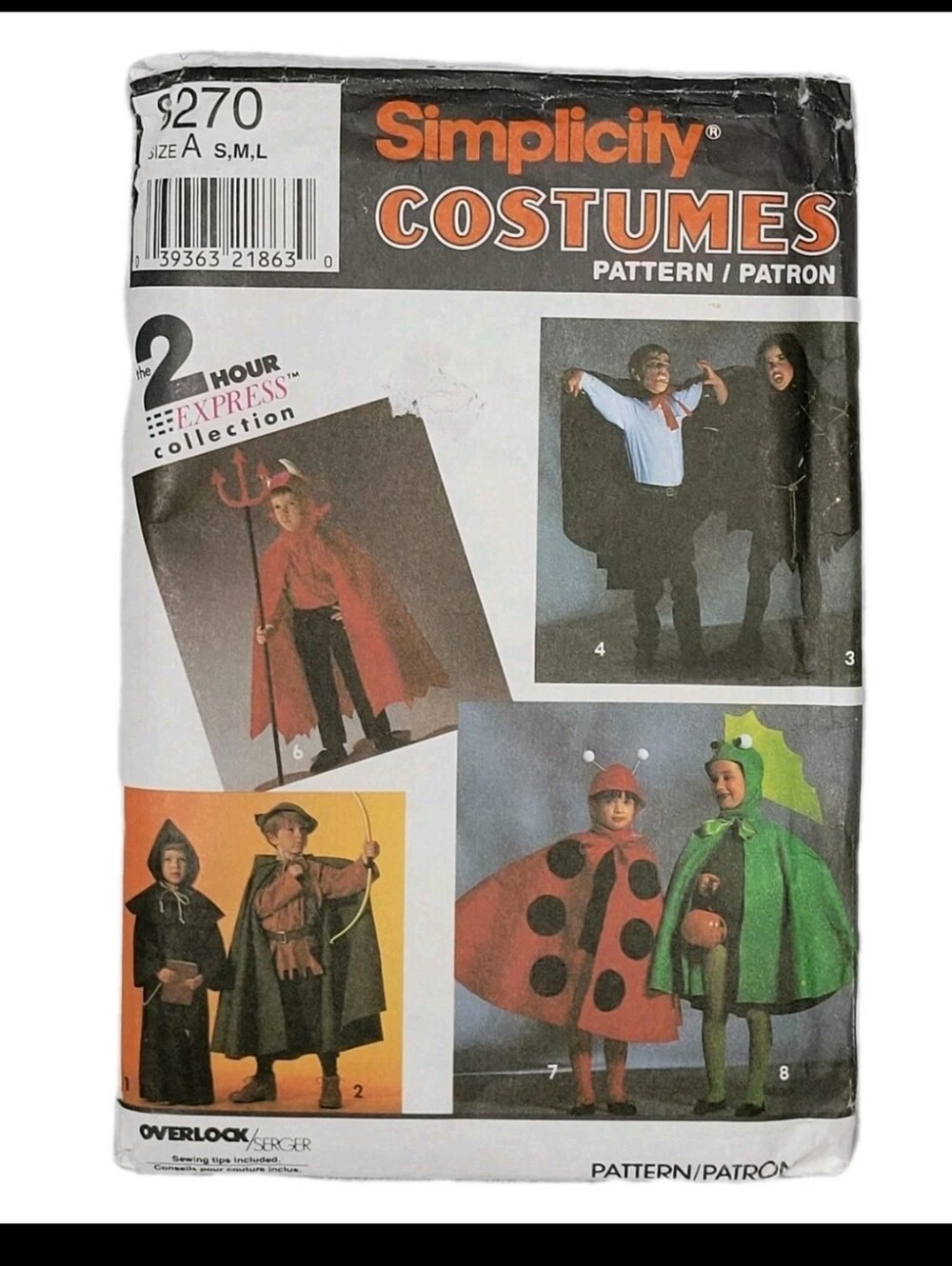 Simplicity #8270 Halloween Childrens Swewing Pattern Size A Vintage 1993